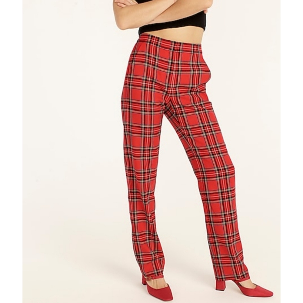 2. J.Crew Full-length straight-leg bi-stretch wool pant in Good Tidings plaid